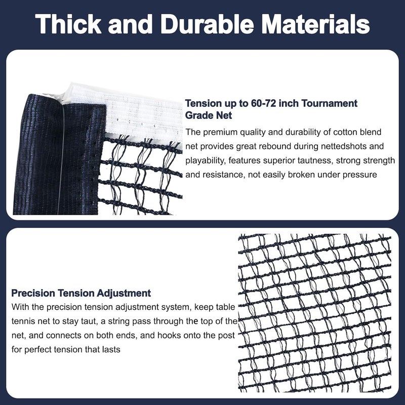 Runhike Ping Pong Net Compatible with Stiga, Durable Stable Table Tennis Net Compatible with Stiga, Stable for Intense Table Tennis Matches with Chian Tension,Navy,2PCS - Image 4